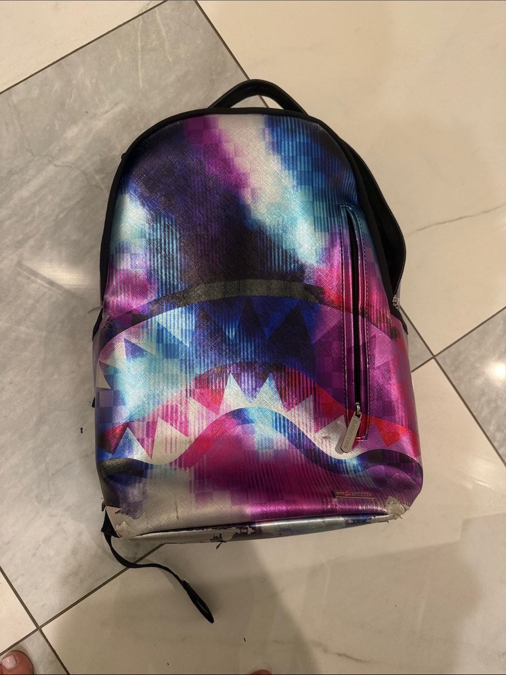 Sprayground Purple Blue Pink Gradient Shark-Print Kids Backpack